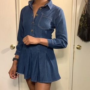 Blue jean denim mini dress